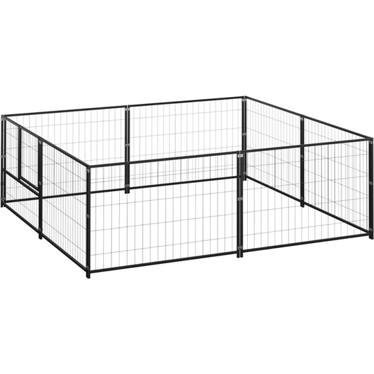 Dog Kennel Black 4 m² Steel Vidaxl Black
