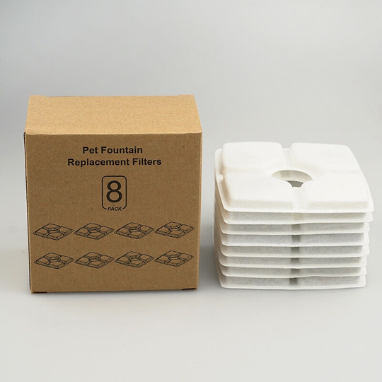 Heguyey - Cat Fountain Filters, Triple Filtration 8 Pack Replacement Filters for Cat Dog Drinking Fountains - Resin and Activated Carbon Drinking