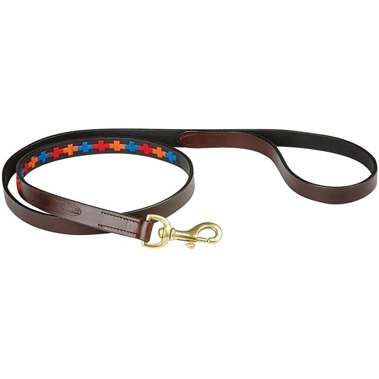 Polo Leather Dog Lead (Medium) (Beaufort Brown/Red/Orange/Blue) - Beaufort Brown/Red/Orange/Blue - Weatherbeeta