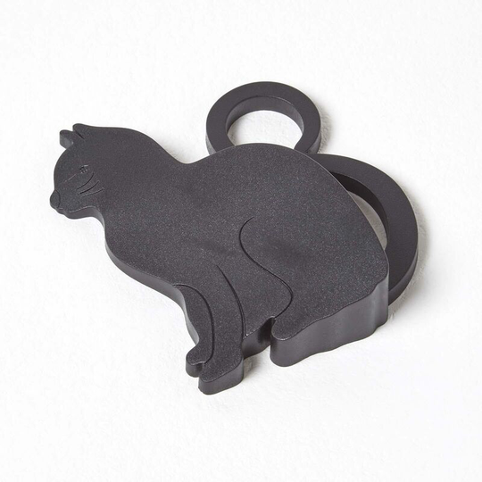 Homescapes - Black Cat Door Stopper Wedge - Black