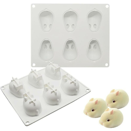 Holes Mini White Rabbit Shape Silicone Mold