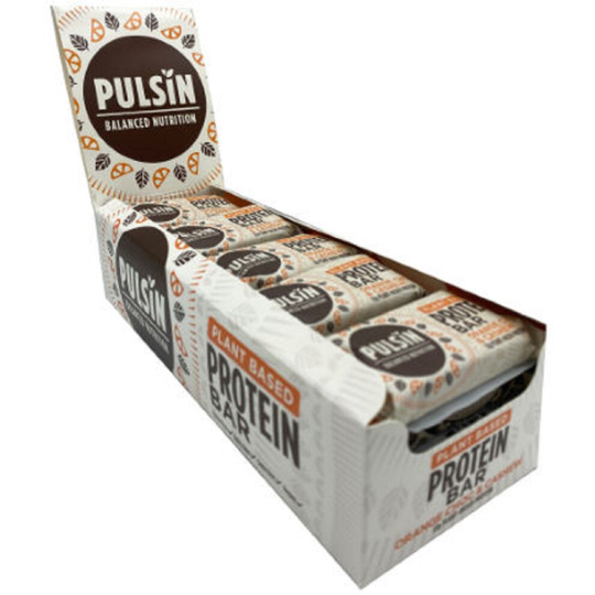 Pulsin Plant Based Vegan Protein Bar Orange Chocolate & Cashews 18x50g **BEST BEFORE JANUARY 2022