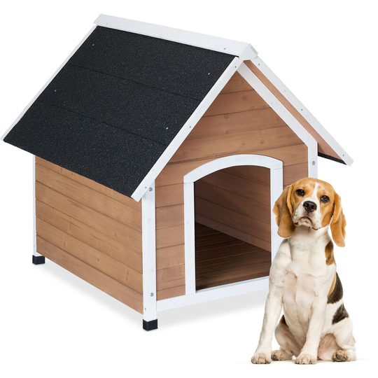 Relaxdays - Dog House, HxWxD: 87 x 96 x 83 cm, Weatherproof Kennel, Large: m-l, Wood, Outdoor Canine Villa, Brown/Black
