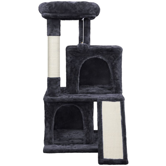 36' Cat Tree Multilevel Cat Tower with Double Condos, Black - black - Yaheetech