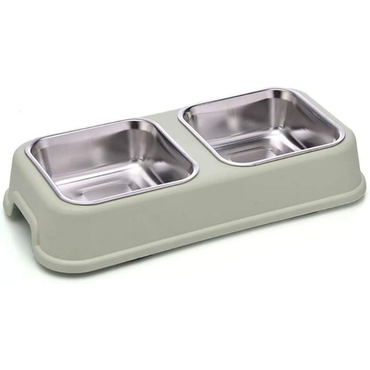 Double Cat & Dog Bowl, Stainless Steel Dog Cat Food Bowl, Stainless Steel Anti-Slip Spill