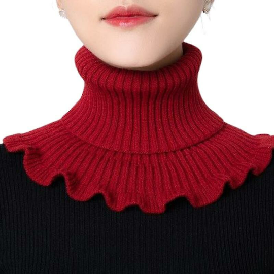 Elastic Fake Collar Detachable Turtleneck False Collars Winter Neck Warmer - Burgundy
