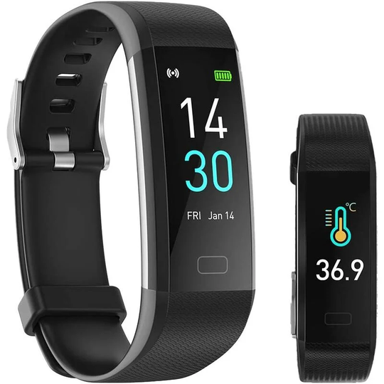 Smart Watches with Blood Pressure Monitor Body Temperature Heart Rate Sleep Calories Burned Pedometer for Men and Women(Black)