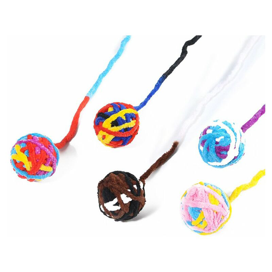 3 Pcs Cat Toy Yarn Ball Funny Cat Bell Ball Colorful Yarn Yarn Balls with Rope Pet Cat Chew Ball Scratch Toys for Cats Kitten Pet