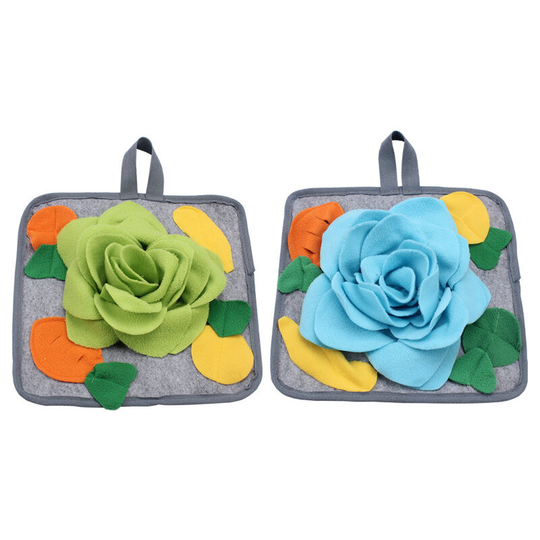 Small Pet Sniffing Mat (Green Blue Two-Piece Set ) Size 30*30cm pet smell pad slow food training smell blanket educational toys foraging skills