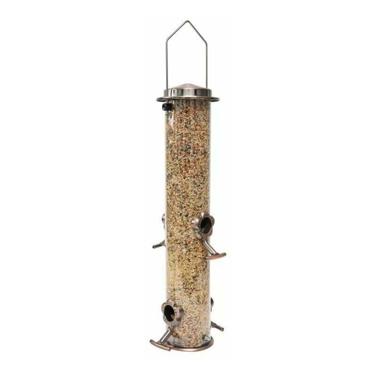 Hanging Bird Feeder for Mixed Seeds, Niger Seed Feeder, Sunflower Heart, Birdbath, Metal Finish 14'