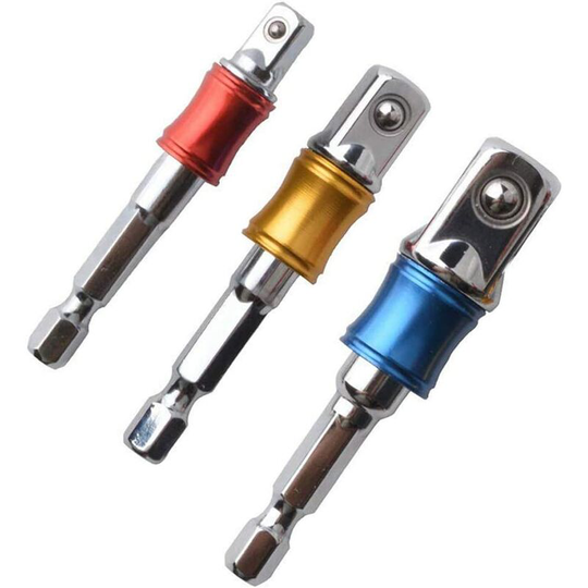 Litzee - bcc 3 Pieces Socket Holder Adapter for Drill Driver Socket Colored Extension Set Hex Shank High Speed Drilling Screwdriver 1/4' - 65mm, 3/8'