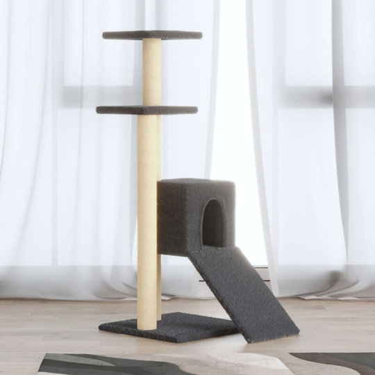 Cat Tree with Sisal Scratching Posts Dark Grey 92 cm