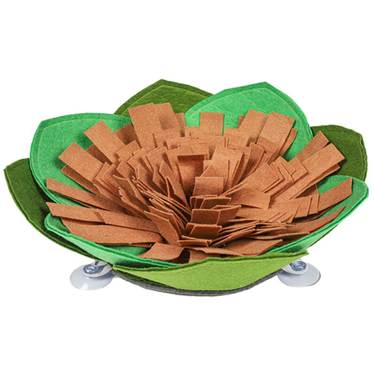 Pet Slow Feeding Pad Flower Shaped Pet Snuffle Mat for Dogs Nosework Sniffing Bowl Interactive Feed Sniffing Pad for Cats Small Dogs,model:Brown