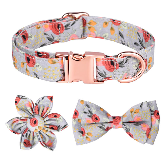 Dog Collar, Adjustable Dog Collars with Metal Quick Release Buckle, Daisy Tie & Bow tie Collar Dogs Collars (l 38-60CM)