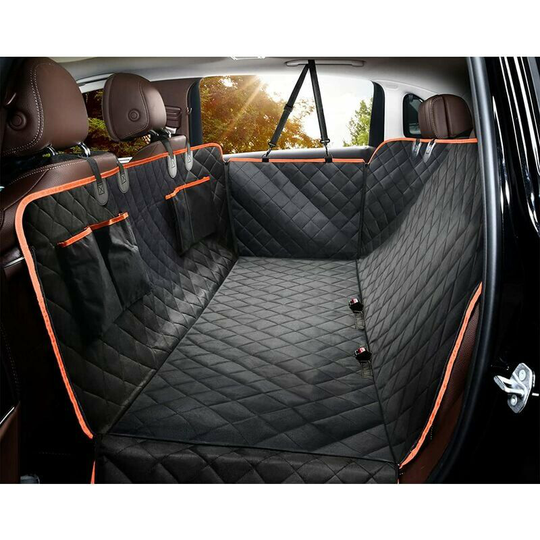 Bearsu - Black Car Back Seat Protector Cover for Dog, Waterproof and Scratch Resistant Dog Seat Cover with 4 Bag Side Covers and 2 Dog Seat Belts
