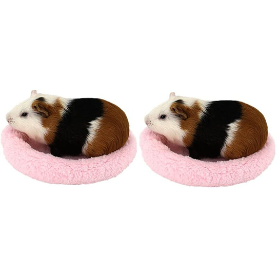 2pcs pink) hamster bed, round velvet heating pad for small animals like hamster/hedgehog/squirrel/guinea pig/rat