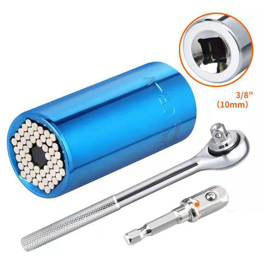 3pcs 7-19mm Universal Socket Wrenches, High Quality Cr-v Multifunctional Hand (Blue)