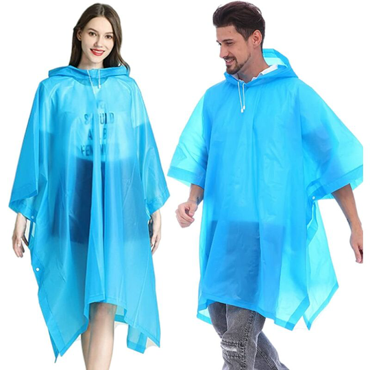 2 Pack eva Waterproof Raincoat for Adult, Reusable Rain Coat, for Hiking Climbing, Blue