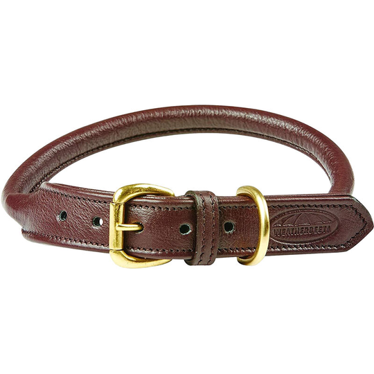 Rolled Leather Dog Collar (s) (Brown) - Brown - Weatherbeeta