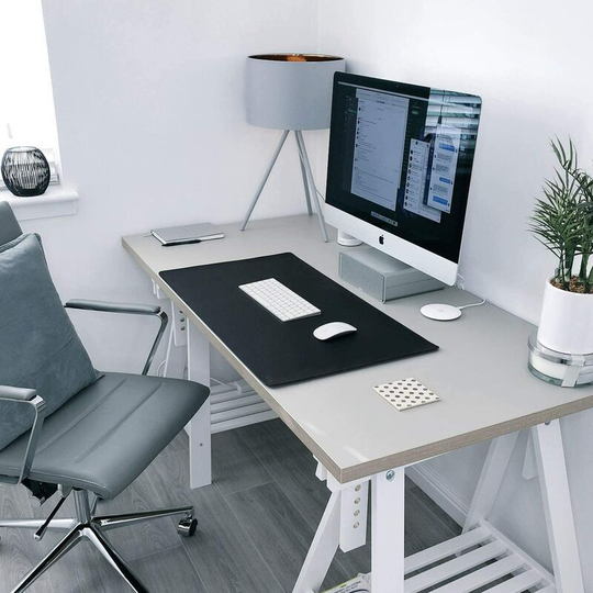 Leather Desk Pad 36' x 20' (Approx. 91.4cm x 50.8cm), Black Waterproof Desk Pad, Large Smooth pu Leather Mouse Pad and Writing Surface, Desk