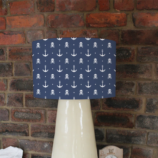 Anchor with Skull & Bones Cotton Drum Lamp Shade