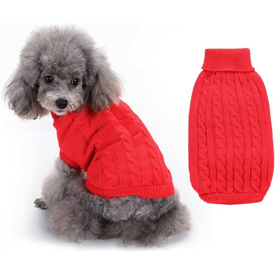 Knitted turtleneck dog sweater, clothes for small dog, thick and warm dog sweater for autumn and winter
