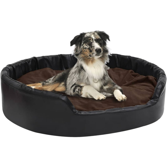 Dog Bed Black and Brown 99x89x21 cm Plush and Faux Leather