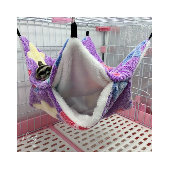 Pet Cage Hammock, for Chinchillas, Squirrels, Other Small Animals, 34 x 34 cm (Purple Starfish) - Litzee