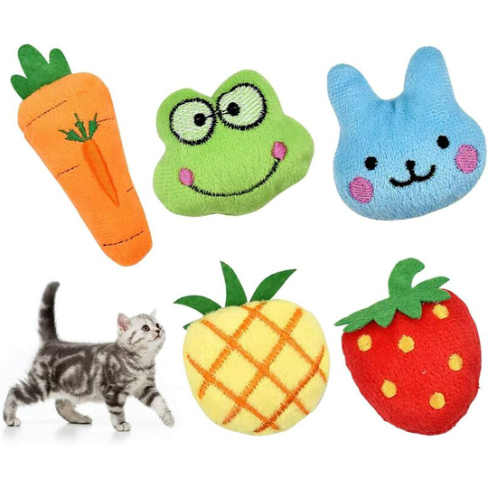 5Pcs Catnip Toys for Cats, Interactive Cat Catnip Toys Soft Plush Cat Pillow Cute Shape Pet Play Toy for Cat Kitten Dog Teeth Cleaning Playing Chewing