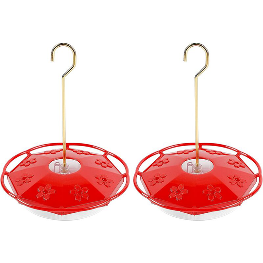 Benobby Kids - 12 oz Hanging Hummingbird Feeder, 2 Pack Outdoor Hummingbird Feeders with 8 Feeding Flower Ports, Bird Nectar Leak-Proof Saucer