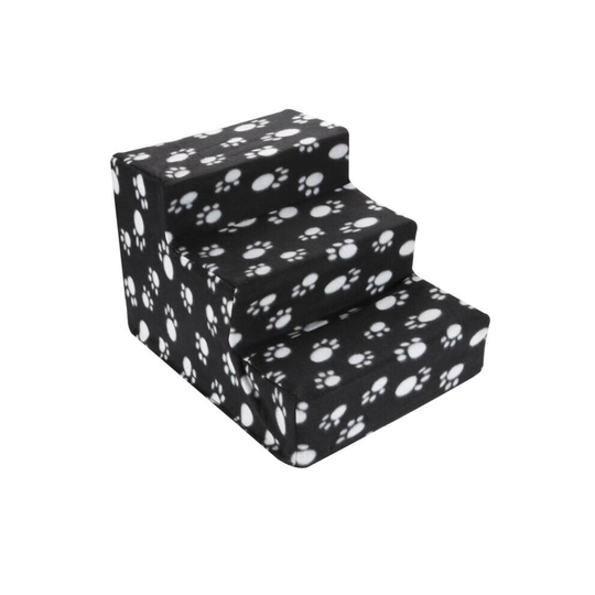(Black Claw) 3 Steps Washable Folding Portable Stairs Doggy Puppy Pet Dog Cover Ramp Ladder