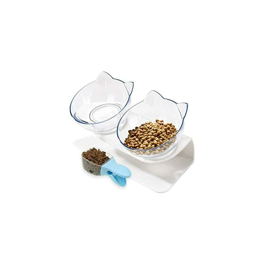 Cat Bowls,Double Pet Food Bowl,Anti-slip Neck Neck Protection Pet Food Bowl with