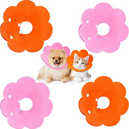 Benobby Kids - 6 Pieces Cat Recovery Collar Cat Cones Flower Shape Pet Wound Healing Neck Collars Adjustable Soft Elizabethan Collars for Kitten Cats