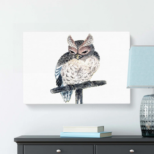 Perched Owl by Katsushika Hokusai - Wrapped Canvas Painting Print