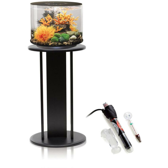 Biorb - Tube 15L Aquarium Black With mcr led Lighting, Black Stand and Heater Pack