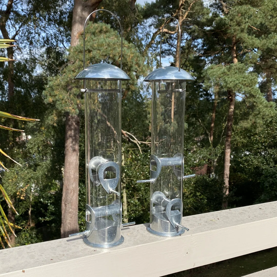Heavy Duty Aluminium Bird Seed Feeders With 4 Feeding Ports (Set Of 2)