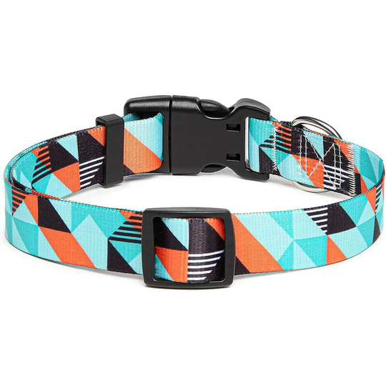 Groofoo - Dog Collar, Fashion Pattern with Quick Release Buckle, Classic Adjustable Nylon Collar for Small, Medium and Large Dogs (s, Geometry)