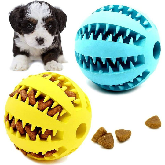 2 Pack 5CM Dog Ball Toys for Pet Tooth Cleaning, Chewing, Fetching, IQ Treat Ball Food Dispensing Toys (Small)