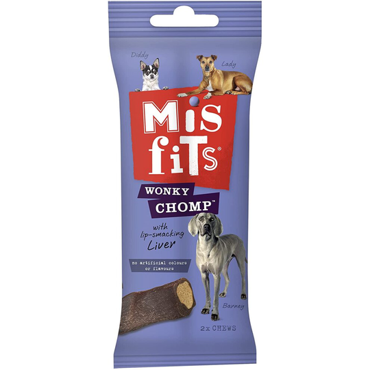 Misfits Wonky Chomp Dog Treats (Pack of 12 x 170g) for Dogs From 10-25kg
