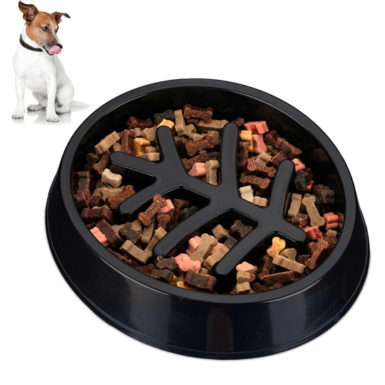 Relaxdays - Anti Sling Bowl, Medium & Large Dogs, Plastic, Non-slip, Slow Eating, Food Bowl 500 ml, Black