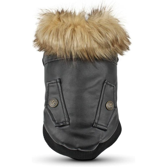 Pet Leather Jacket Waterproof Winter Dog Clothes Warm Winter Autumn Coat for Small Medium Dogs-Black l