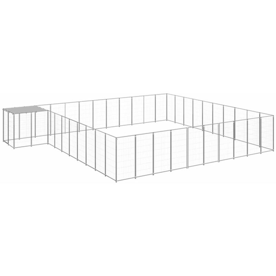 Dog Kennel Silver 31.46 m² Steel Vidaxl Silver