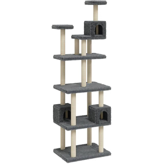 Cat Tree with Sisal Scratching Posts Dark Grey 188 cm Vidaxl Grey