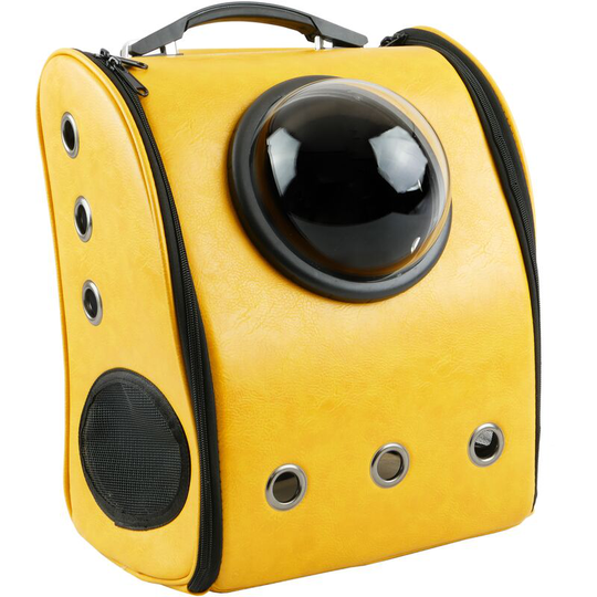 Pet bubble capsule Backpack for transporting cats and dogs Rigid yellow soft pu surface - Citybag