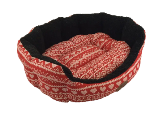 Brantley Dog Bed in Red/White