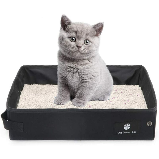 Portable cat litter box, foldable, lightweight, soft and leak-proof litter box, ideal for traveling