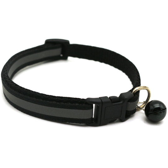 2 Pieces Reflective Cat Collar with Bell, Newborn Adjustable Safety Collars for Puppy or Kitten Collars Black