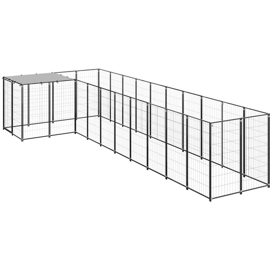 Dog Kennel Black 7.26 m² Steel Vidaxl Black