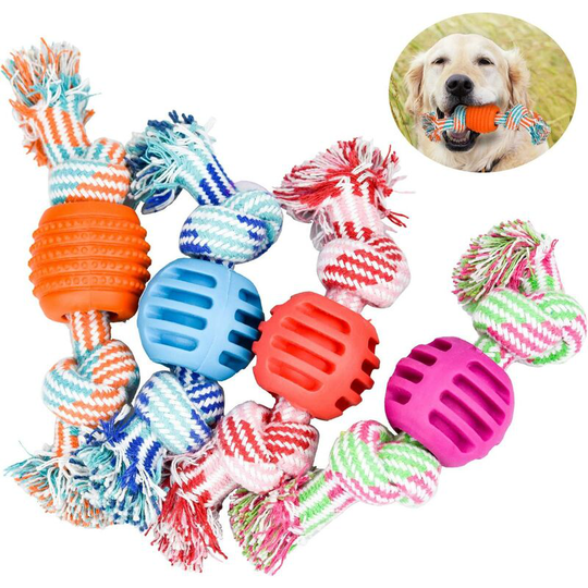 4 Piegrave; these Toys agrave; Macirc; expensive for Puppies Toys Rope with Ball Dog Teething Toys for Small Medium and Large Dogs