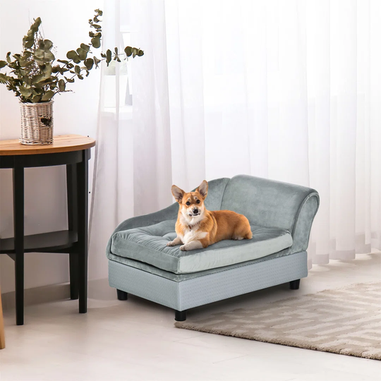 Millste Elevated Plush Dog Sofa in Light Blue